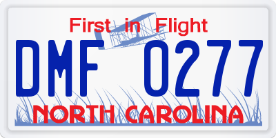 NC license plate DMF0277