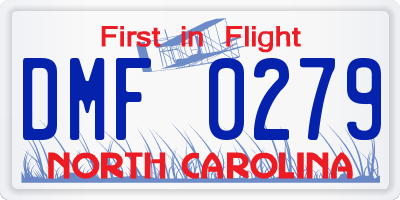 NC license plate DMF0279