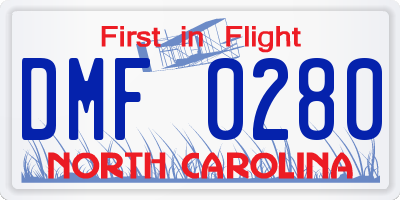 NC license plate DMF0280