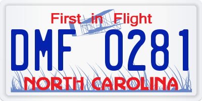 NC license plate DMF0281