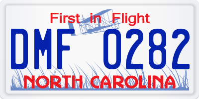 NC license plate DMF0282