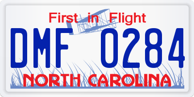 NC license plate DMF0284