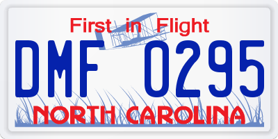 NC license plate DMF0295