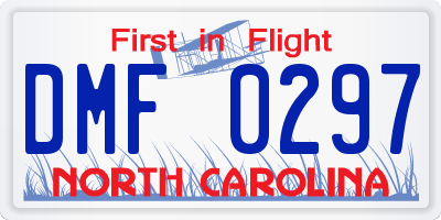 NC license plate DMF0297
