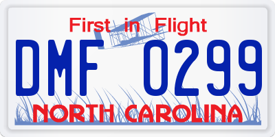 NC license plate DMF0299