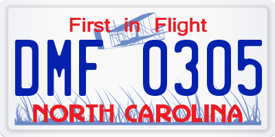 NC license plate DMF0305