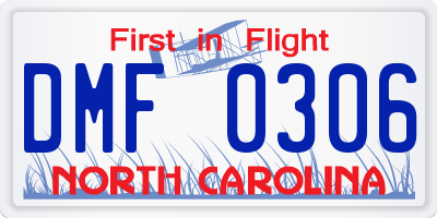 NC license plate DMF0306