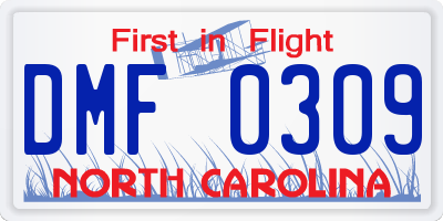 NC license plate DMF0309