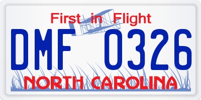 NC license plate DMF0326