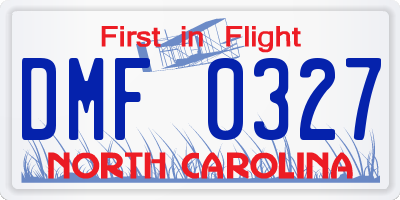 NC license plate DMF0327