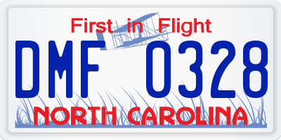 NC license plate DMF0328