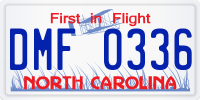 NC license plate DMF0336