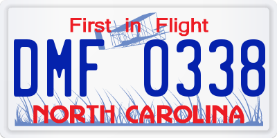 NC license plate DMF0338