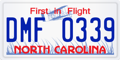 NC license plate DMF0339