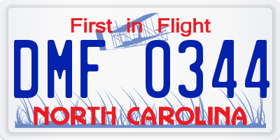 NC license plate DMF0344