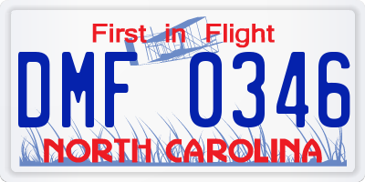 NC license plate DMF0346