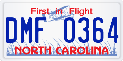 NC license plate DMF0364