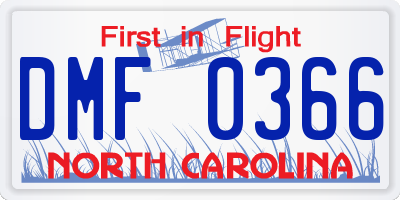 NC license plate DMF0366