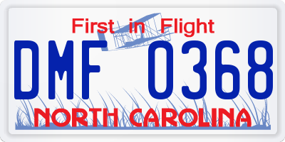 NC license plate DMF0368