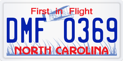 NC license plate DMF0369