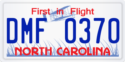 NC license plate DMF0370
