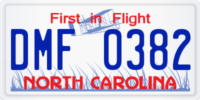 NC license plate DMF0382