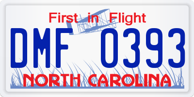 NC license plate DMF0393