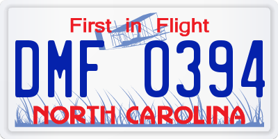 NC license plate DMF0394
