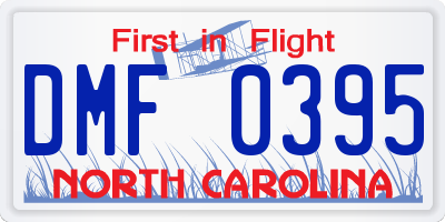 NC license plate DMF0395