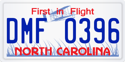 NC license plate DMF0396