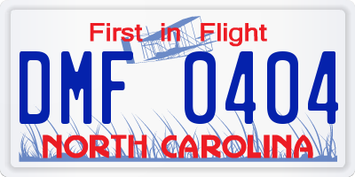 NC license plate DMF0404
