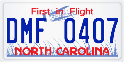 NC license plate DMF0407