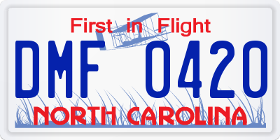 NC license plate DMF0420