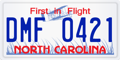 NC license plate DMF0421