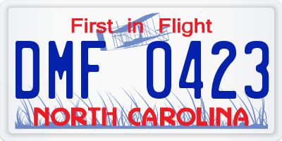 NC license plate DMF0423