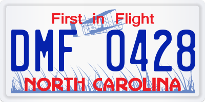 NC license plate DMF0428