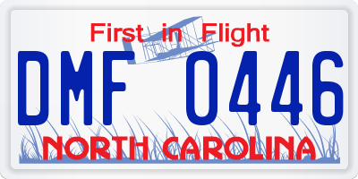 NC license plate DMF0446