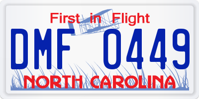 NC license plate DMF0449