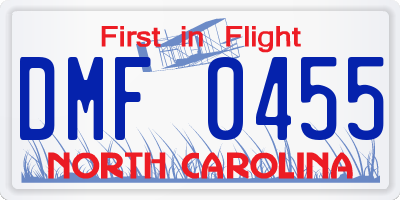 NC license plate DMF0455