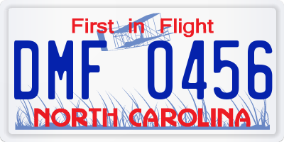 NC license plate DMF0456