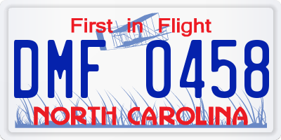 NC license plate DMF0458