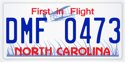 NC license plate DMF0473