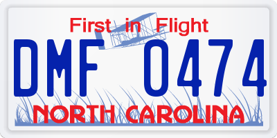 NC license plate DMF0474