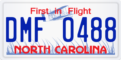 NC license plate DMF0488