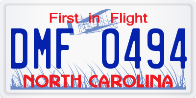 NC license plate DMF0494