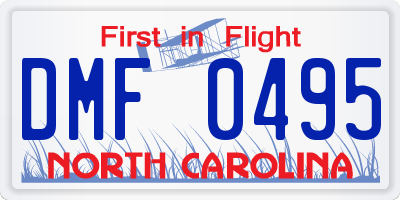 NC license plate DMF0495