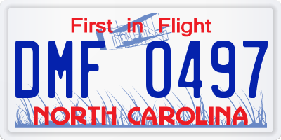 NC license plate DMF0497
