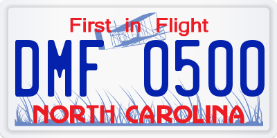 NC license plate DMF0500