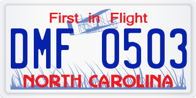 NC license plate DMF0503