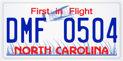 NC license plate DMF0504